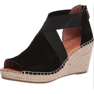 Gentle Souls Black Suede Colleen Wedge Espradilles Sandals Shoes Women’s Size 9